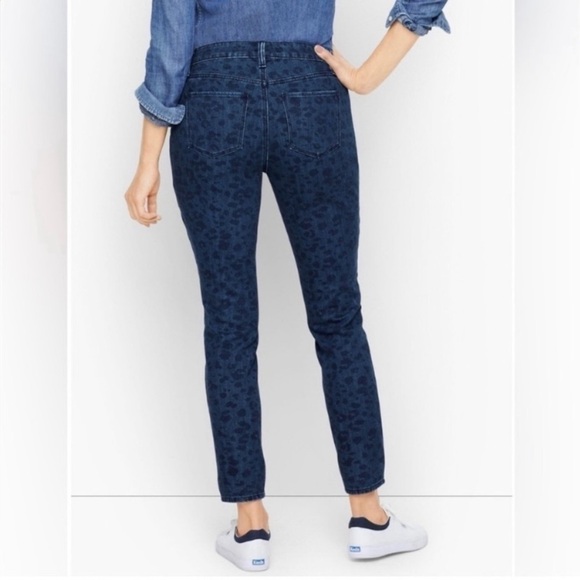 Talbots Blue Leopard Slim Ankle Jeans - Picture 2 of 8